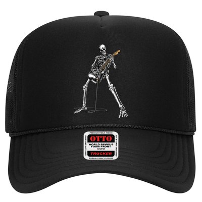 Halloween Skeleton Playing Guitar Rock And Roll Band Tees Trucker Hat