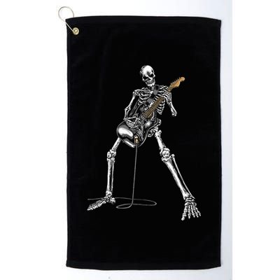 Halloween Skeleton Playing Guitar Rock And Roll Band Tees Golf Towel