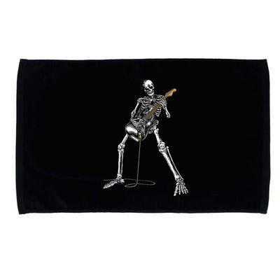 Halloween Skeleton Playing Guitar Rock And Roll Band Tees Microfiber Hand Towel