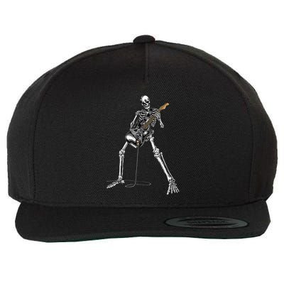 Halloween Skeleton Playing Guitar Rock And Roll Band Tees Wool Snapback Cap