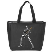 Halloween Skeleton Playing Guitar Rock And Roll Band Tees Zip Tote Bag