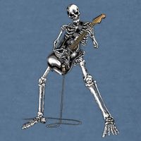 Halloween Skeleton Playing Guitar Rock And Roll Band Tees Garment-Dyed Sweatshirt