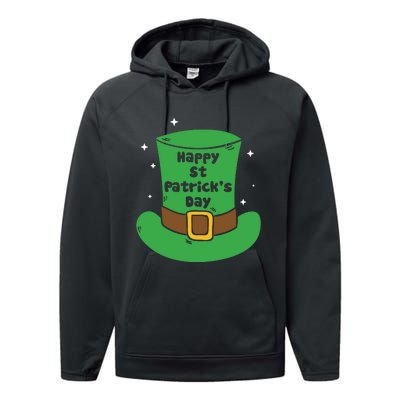 Happy St Patricks Day Green Hat Performance Fleece Hoodie