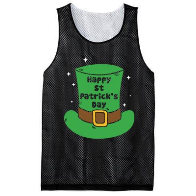 Happy St Patricks Day Green Hat Mesh Reversible Basketball Jersey Tank