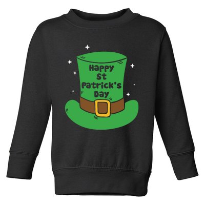 Happy St Patricks Day Green Hat Toddler Sweatshirt