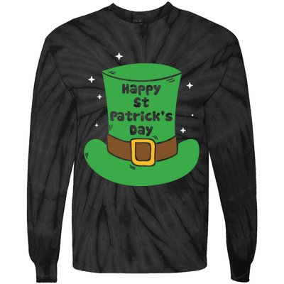 Happy St Patricks Day Green Hat Tie-Dye Long Sleeve Shirt