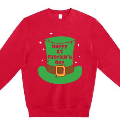 Happy St Patricks Day Green Hat Premium Crewneck Sweatshirt