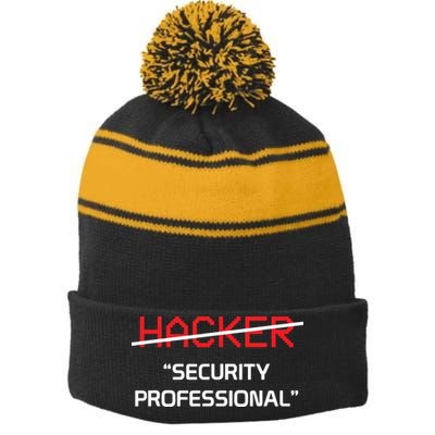 Hacker Security Professional Funny Programmer Gift Stripe Pom Pom Beanie