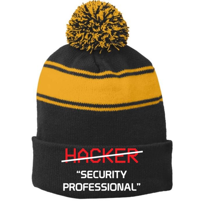 Hacker Security Professional Funny Programmer Gift Stripe Pom Pom Beanie