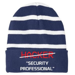 Hacker Security Professional Funny Programmer Gift Striped Beanie with Solid Band