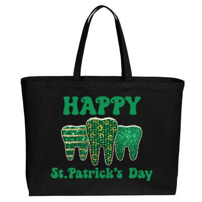 Happy St Patrick's Day Cute Tooth Dentist Meaningful Gift Cotton Canvas Jumbo Tote