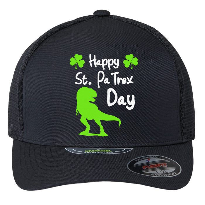 Happy St. Pa Trex Day Cute Trex Dino St. Patrick's Flexfit Unipanel Trucker Cap