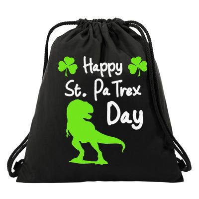 Happy St. Pa Trex Day Cute Trex Dino St. Patrick's Drawstring Bag