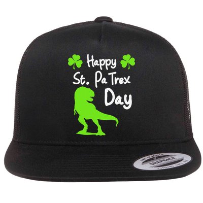 Happy St. Pa Trex Day Cute Trex Dino St. Patrick's Flatbill Hat