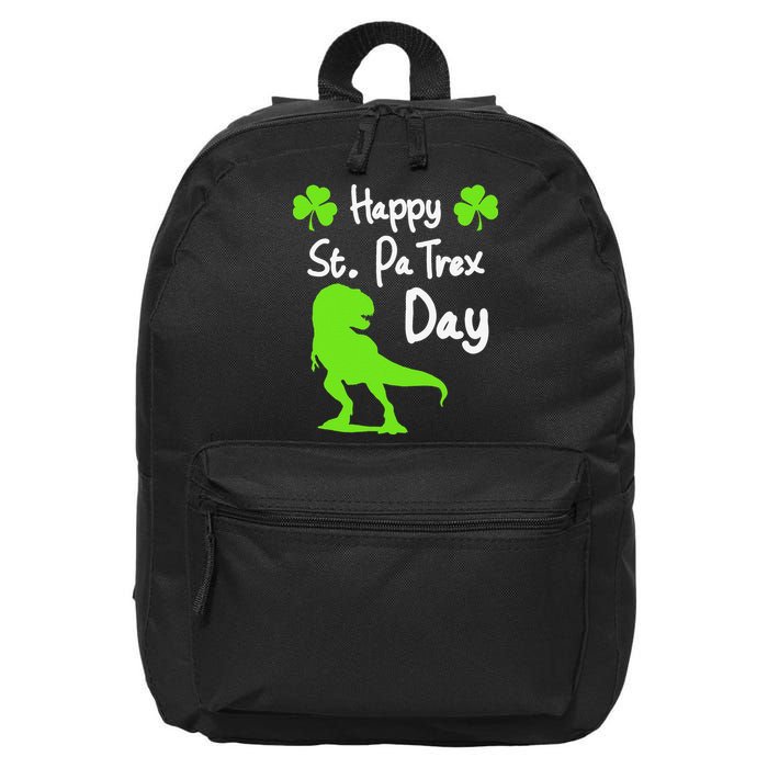 Happy St. Pa Trex Day Cute Trex Dino St. Patrick's 16 in Basic Backpack