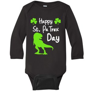 Happy St. Pa Trex Day Cute Trex Dino St. Patrick's Baby Long Sleeve Bodysuit