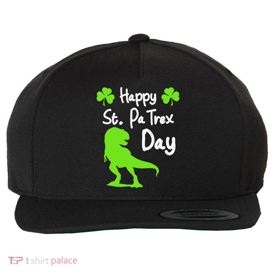 Happy St. Pa Trex Day Cute Trex Dino St. Patrick's Wool Snapback Cap