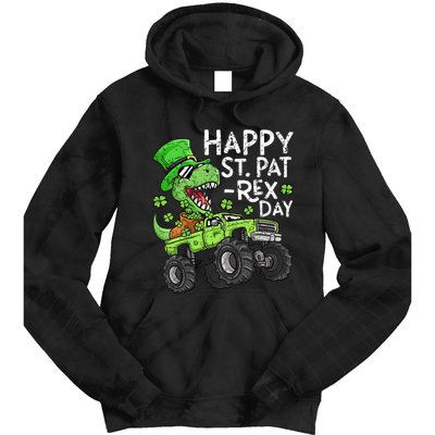 Happy St Patrex St Patricks Day Dinosaur Monster Truck Tie Dye Hoodie