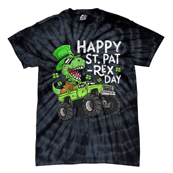 Happy St Patrex St Patricks Day Dinosaur Monster Truck Tie-Dye T-Shirt