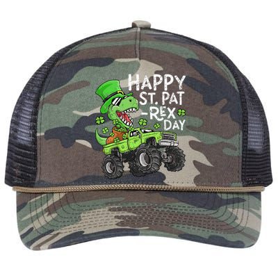 Happy St Patrex St Patricks Day Dinosaur Monster Truck Retro Rope Trucker Hat Cap