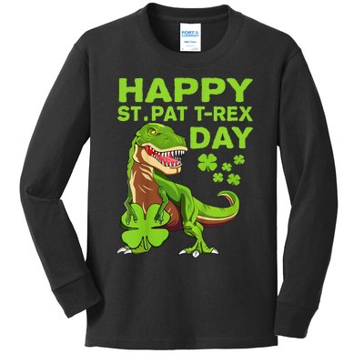 Happy St Pat Trex Day Dino St Patricks Day Gift Kids Long Sleeve Shirt