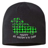 Happy St Patricks Day Vintage Truck Buffalo Plaid Shamrock Sustainable Beanie