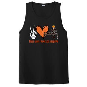 Halloween Skeleton Peace Love Physical Therapy Gift PosiCharge Competitor Tank