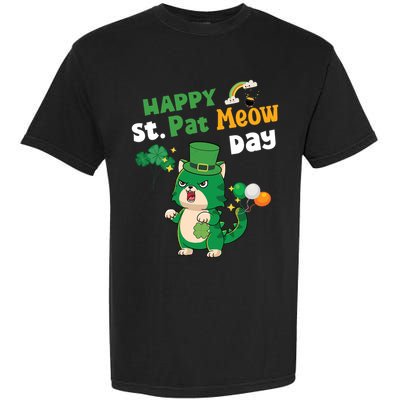 Happy St Pat Meow Day Lucky Shamrock Cat Funny Cats Lovers Gift Garment-Dyed Heavyweight T-Shirt