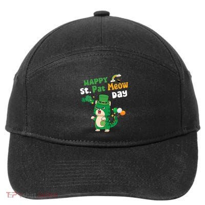 Happy St Pat Meow Day Lucky Shamrock Cat Funny Cats Lovers Gift 7-Panel Snapback Hat