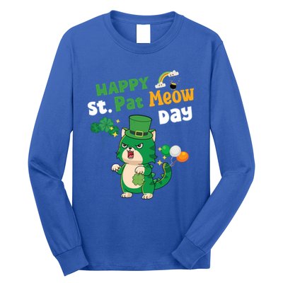 Happy St Pat Meow Day Lucky Shamrock Cat Funny Cats Lovers Gift Long Sleeve Shirt