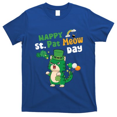 Happy St Pat Meow Day Lucky Shamrock Cat Funny Cats Lovers Gift T-Shirt