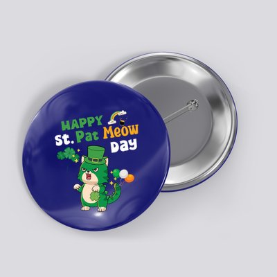 Happy St Pat Meow Day Lucky Shamrock Cat Funny Cats Lovers Gift Button