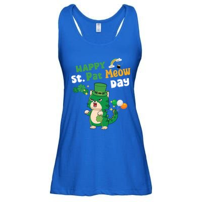 Happy St Pat Meow Day Lucky Shamrock Cat Funny Cats Lovers Gift Ladies Essential Flowy Tank