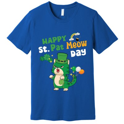 Happy St Pat Meow Day Lucky Shamrock Cat Funny Cats Lovers Gift Premium T-Shirt