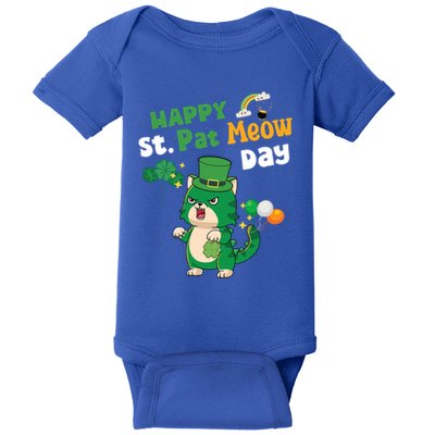 Happy St Pat Meow Day Lucky Shamrock Cat Funny Cats Lovers Gift Baby Bodysuit