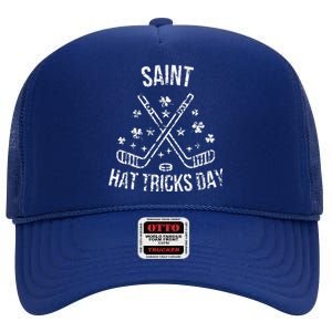 Hockey St Patrick's Day Saint Hatricks Shamrock S High Crown Mesh Back Trucker Hat