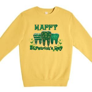 Happy St Patrick's Day Teeth Dentist Dental Funny St Meaningful Gift Premium Crewneck Sweatshirt