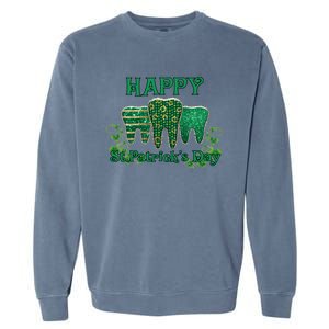 Happy St Patrick's Day Teeth Dentist Dental Funny St Meaningful Gift Garment-Dyed Sweatshirt