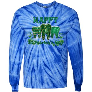 Happy St Patrick's Day Teeth Dentist Dental Funny St Meaningful Gift Tie-Dye Long Sleeve Shirt