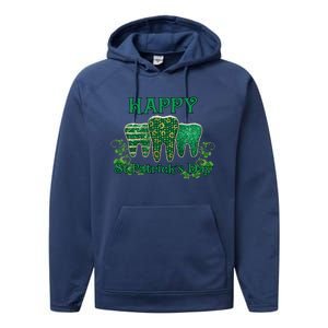 Happy St Patrick's Day Teeth Dentist Dental Funny St Meaningful Gift Performance Fleece Hoodie