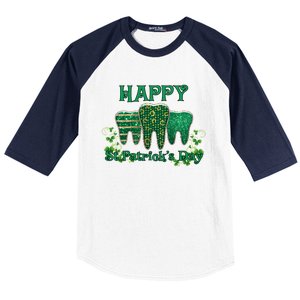 Happy St Patrick's Day Teeth Dentist Dental Funny St Meaningful Gift Baseball Sleeve Shirt