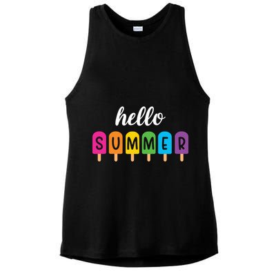 Hello Summer Popsicle Colorful Ladies PosiCharge Tri-Blend Wicking Tank