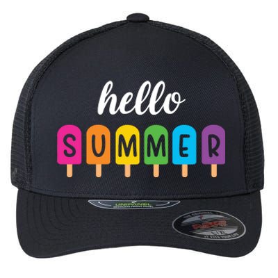 Hello Summer Popsicle Colorful Flexfit Unipanel Trucker Cap