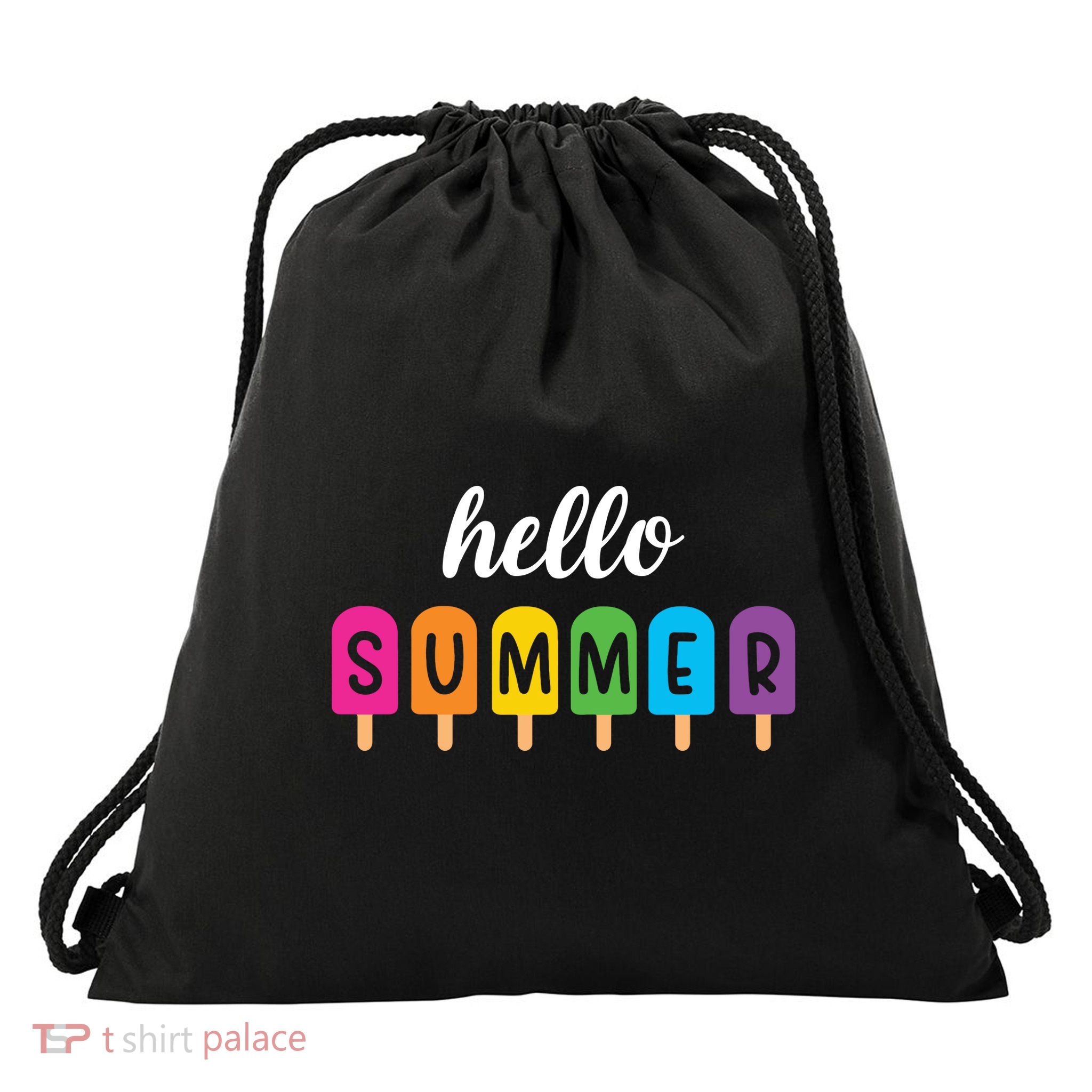 Hello Summer Popsicle Colorful Drawstring Bag