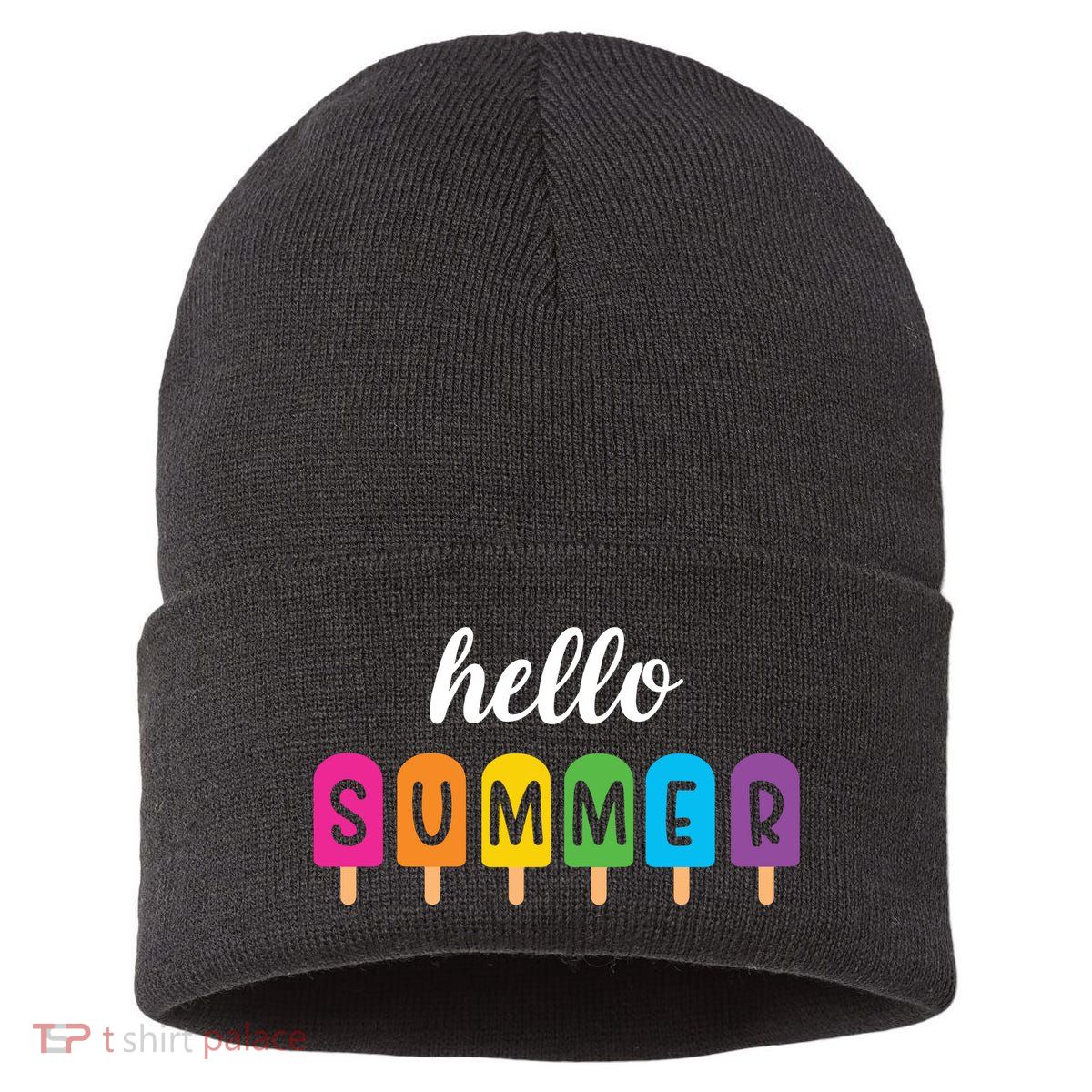 Hello Summer Popsicle Colorful Sustainable Knit Beanie