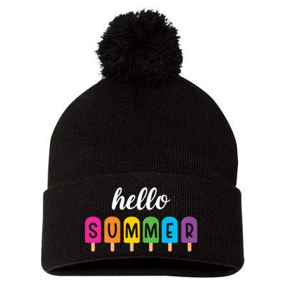 Hello Summer Popsicle Colorful Pom Pom 12in Knit Beanie