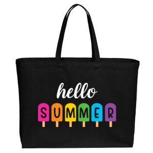 Hello Summer Popsicle Colorful Cotton Canvas Jumbo Tote