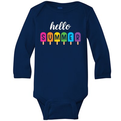 Hello Summer Popsicle Colorful Baby Long Sleeve Bodysuit