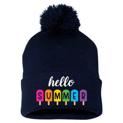 Hello Summer Popsicle Colorful Pom Pom 12in Knit Beanie