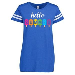 Hello Summer Popsicle Colorful Enza Ladies Jersey Football T-Shirt